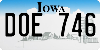 IA license plate DOE746