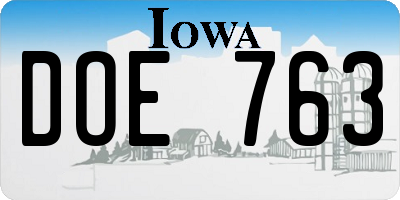 IA license plate DOE763