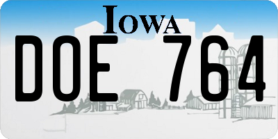 IA license plate DOE764