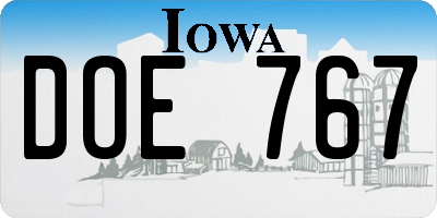 IA license plate DOE767