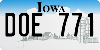 IA license plate DOE771