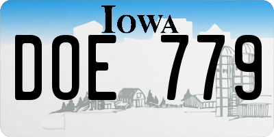 IA license plate DOE779