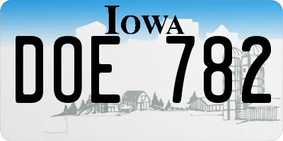 IA license plate DOE782