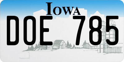 IA license plate DOE785