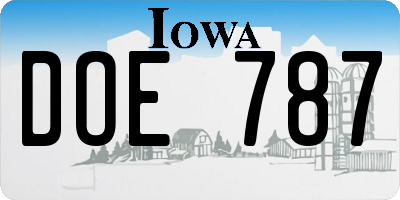 IA license plate DOE787