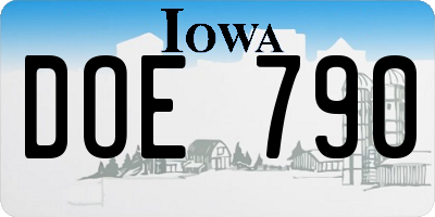IA license plate DOE790