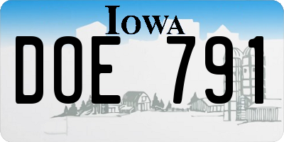 IA license plate DOE791