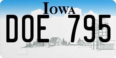 IA license plate DOE795