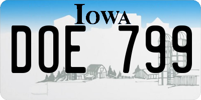 IA license plate DOE799