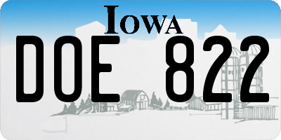 IA license plate DOE822