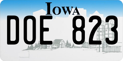 IA license plate DOE823