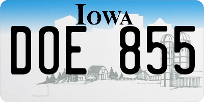 IA license plate DOE855