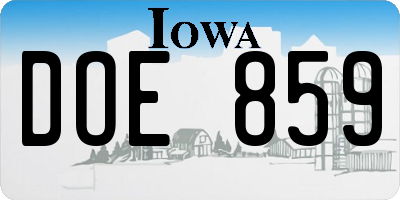 IA license plate DOE859