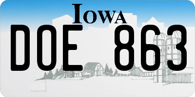 IA license plate DOE863