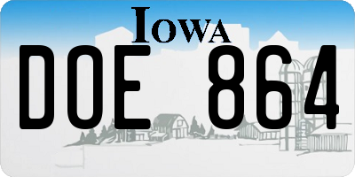 IA license plate DOE864