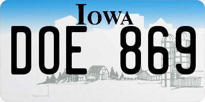 IA license plate DOE869