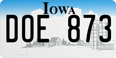 IA license plate DOE873