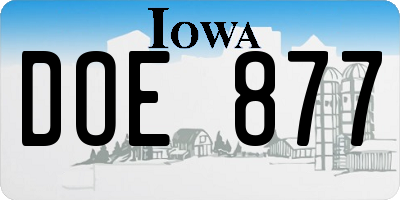 IA license plate DOE877