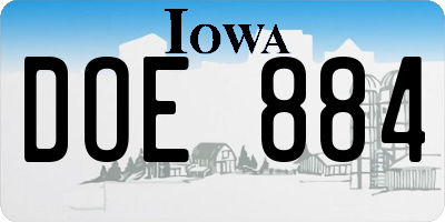 IA license plate DOE884