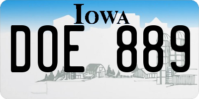 IA license plate DOE889