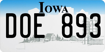 IA license plate DOE893