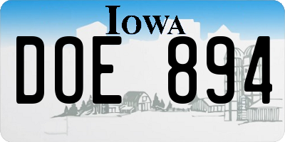 IA license plate DOE894