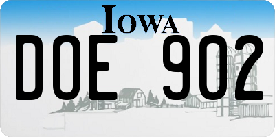 IA license plate DOE902