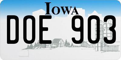 IA license plate DOE903