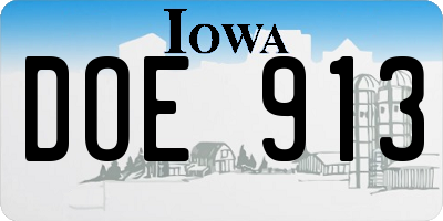 IA license plate DOE913