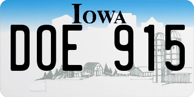 IA license plate DOE915