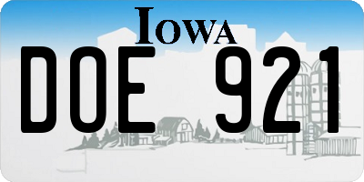 IA license plate DOE921