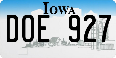 IA license plate DOE927