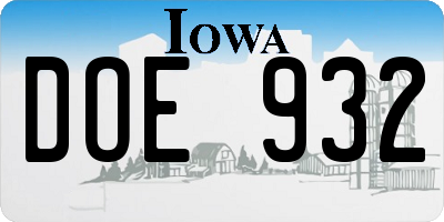 IA license plate DOE932