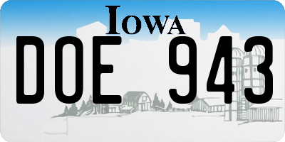 IA license plate DOE943