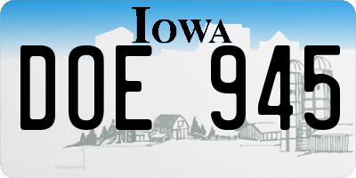 IA license plate DOE945