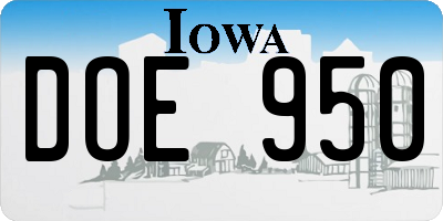 IA license plate DOE950