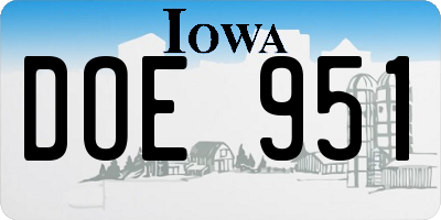 IA license plate DOE951