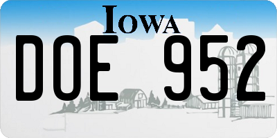 IA license plate DOE952