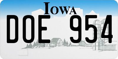 IA license plate DOE954