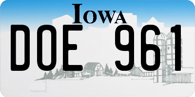 IA license plate DOE961