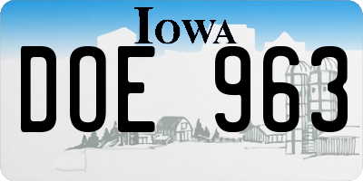 IA license plate DOE963