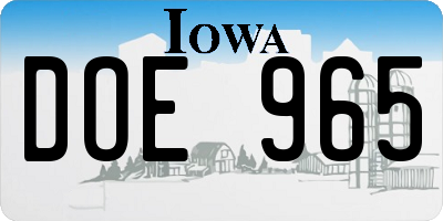 IA license plate DOE965