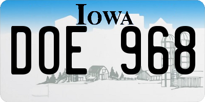 IA license plate DOE968