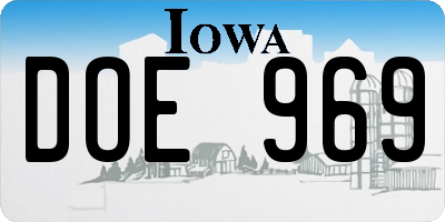 IA license plate DOE969