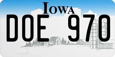 IA license plate DOE970