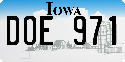 IA license plate DOE971