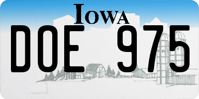 IA license plate DOE975