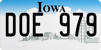 IA license plate DOE979