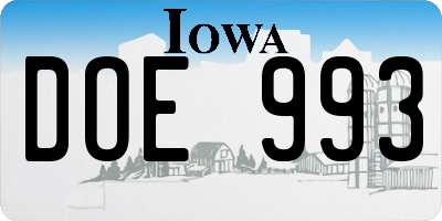 IA license plate DOE993