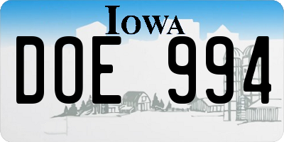 IA license plate DOE994